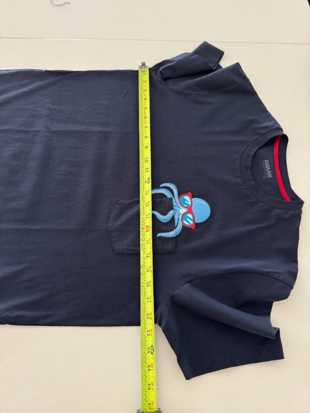 IUMAN Intimissimi Octopus Print Short Cotton T-Shirt Dark Blue New, Size XL - Picture 7 of 16